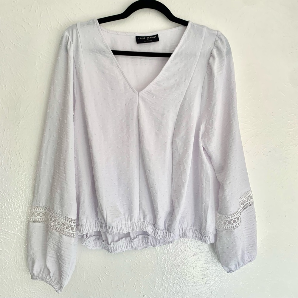 Lane Bryant White Swiss Dot Wrap Boho Top Minimal… - image 1
